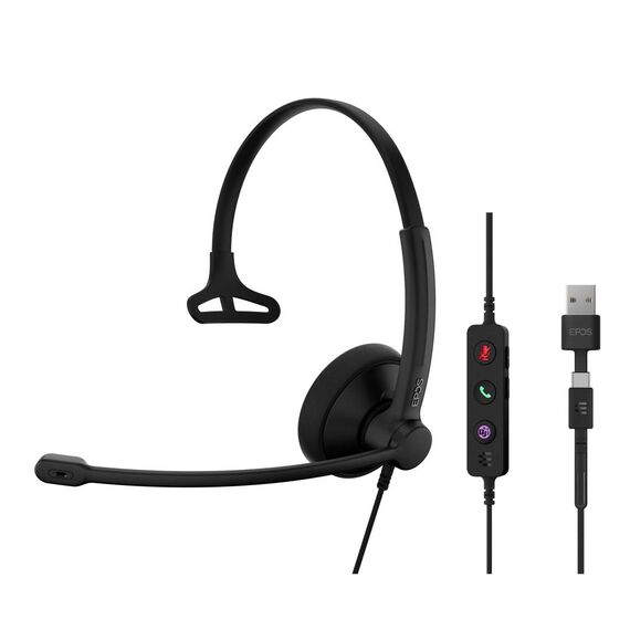 EPOS IMPACT 100 MS Mono USB-C+A Headset Black