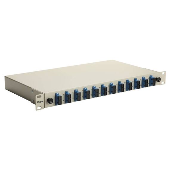 Equip 12-Port Fiber Optic Splice Box, SC Duplex, OS2, 1U, Equipped, Grey (337301)