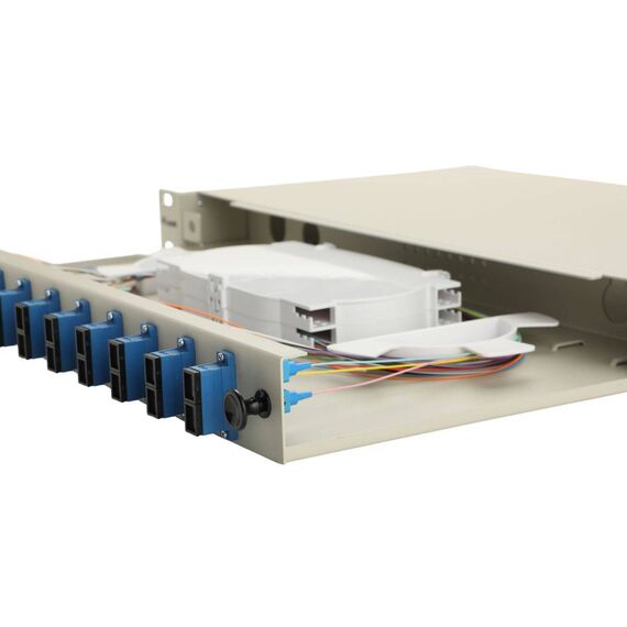 Equip 12-Port Fiber Optic Splice Box, SC Duplex, OS2, 1U, Equipped, Grey (337301)