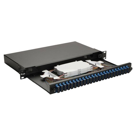 Equip 24-Port Fiber Optic Splice Box, SC Duplex, OS2, 1U, Equipped, Black (337310)