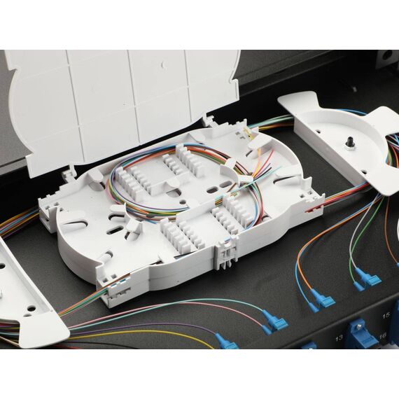 Equip 12-Port Fiber Optic Splice Box, SC Duplex, OS2, 1U, Equipped, Black (337300)