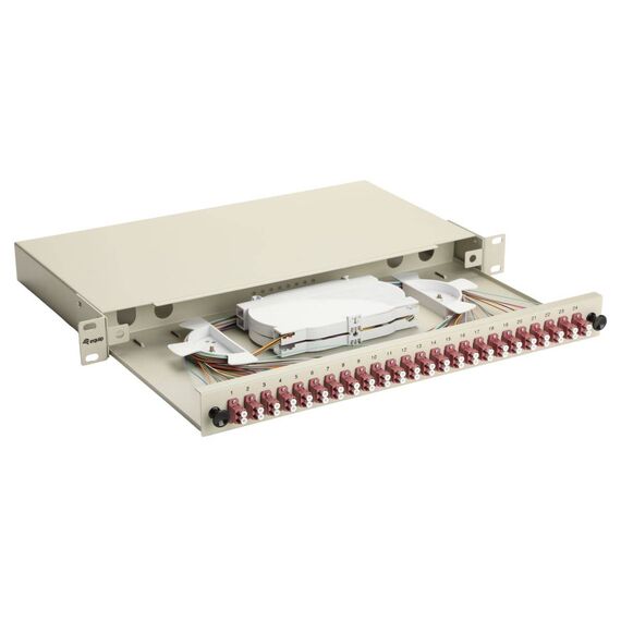 Equip  24-Port Fiber Optic Splice Box, LC Duplex, OM4, 1U, Equipped, Grey (337215)
