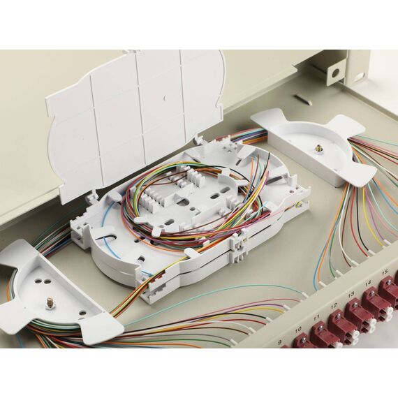 Equip  24-Port Fiber Optic Splice Box, LC Duplex, OM4, 1U, Equipped, Grey (337215)