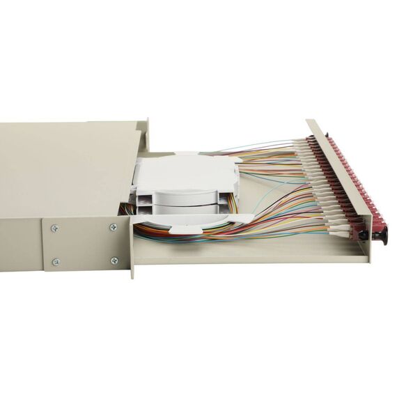 Equip  24-Port Fiber Optic Splice Box, LC Duplex, OM4, 1U, Equipped, Grey (337215)