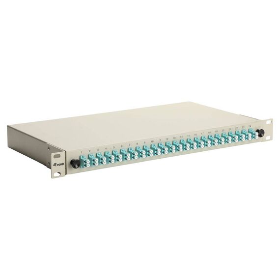 Equip 24-Port Fiber Optic Splice Box, LC Duplex, OM3, 1U, Equipped, Grey (337213)