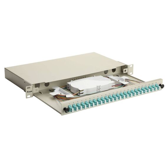 Equip 24-Port Fiber Optic Splice Box, LC Duplex, OM3, 1U, Equipped, Grey (337213)