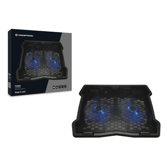 Conceptronic THANA06B Black 15.6in 2-Fan Laptop Cooling Pad