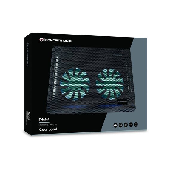 Conceptronic CNBCOOLPAD2F Black 15.6in 2-Fan Cooling Pad