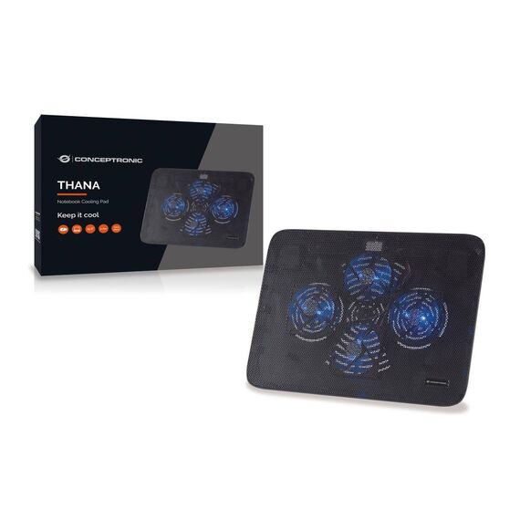 Conceptronic CNBCOOLPADL4F Black 15.6in 4-Fan Cooling Pad