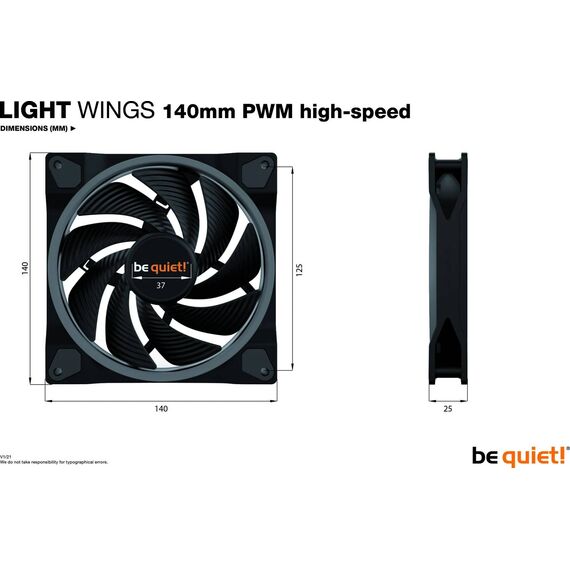be quiet! Light Wings 140mm PWM High-Speed ARGB Triple Fan Pack Black
