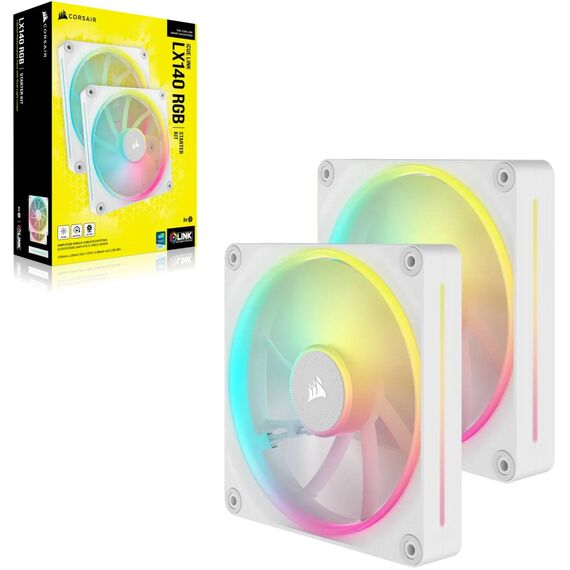 Corsair iCUE LINK LX140 RGB White 140mm Dual Fan Starter Kit