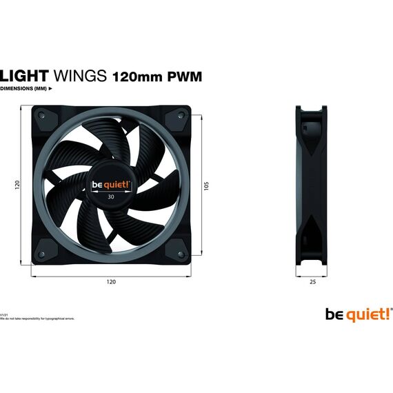 be quiet! Light Wings Case fan PWM 120 mm black BL072