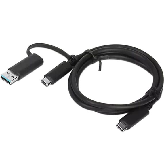 Lenovo 4X90U90618 Hybrid USB-C Cable with USB-A Adapter Black
