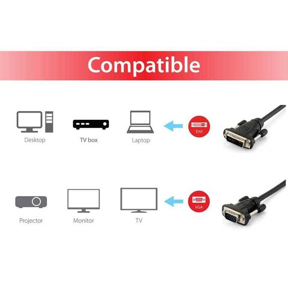 equip VGA cable single link DVIA (M) to HD-15 (VGA) (M) 118943