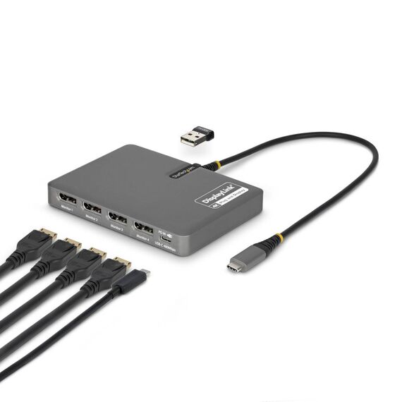 StarTech.com USB-C to Quad DisplayPort Adapter 4K60 140W