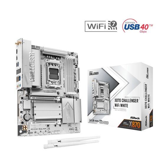 ASRock X870 Challenger WiFi White AM5 ATX DDR5 USB4 Wi-Fi 7