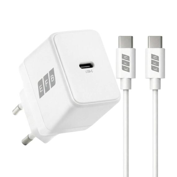 EFB G201CE 20W GaN USB-C Charger with 2 m Cable White