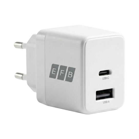 EFB G301A1CE 30W GaN USB-C + USB-A Charger White