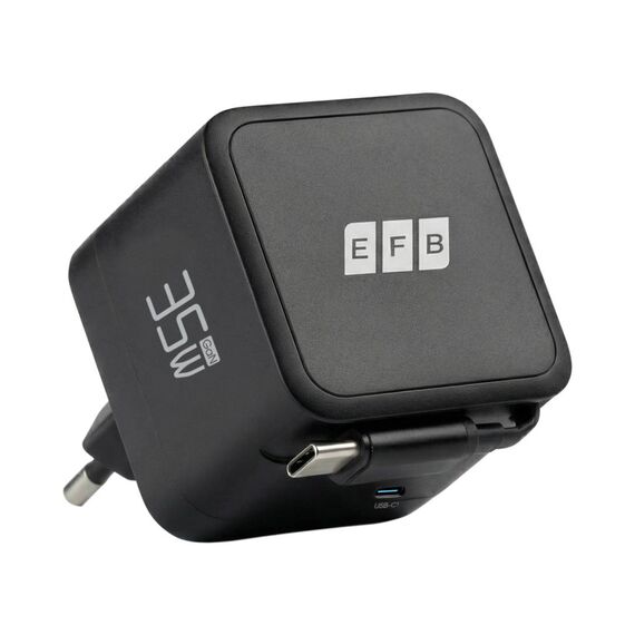 EFB G352CE 35W GaN Charger Retractable USB-C Cable Black