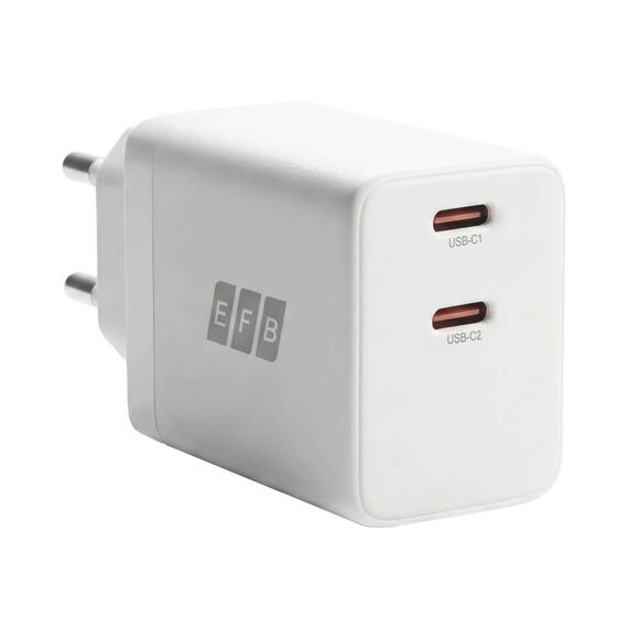 EFB G452CE 45W GaN Dual USB-C Charger with 2 m Cable White