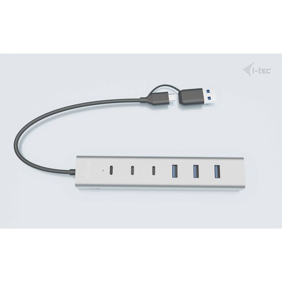 i-tec CAHUBMETAL7 7-Port USB-C/A Charging Metal Hub