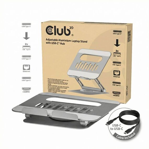 Club 3D CSV-2554 Aluminium Laptop Stand with USB-C Hub