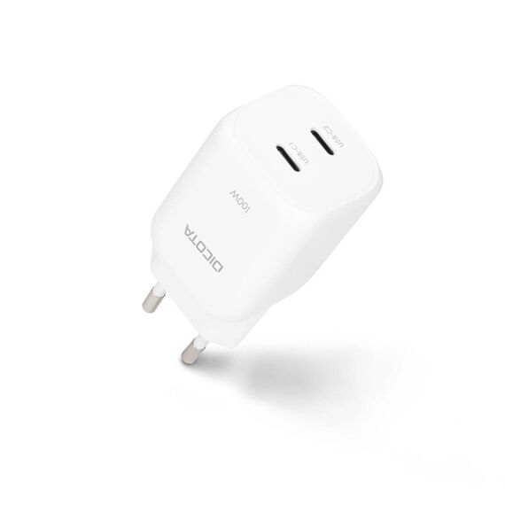 DICOTA D32186 2-Port GaN USB-C Charger 100W White