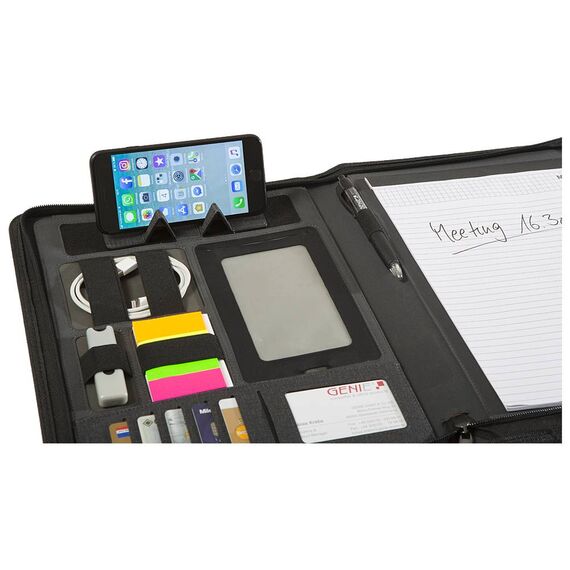 Genie 12668 A4 Black Zipper Conference Folder