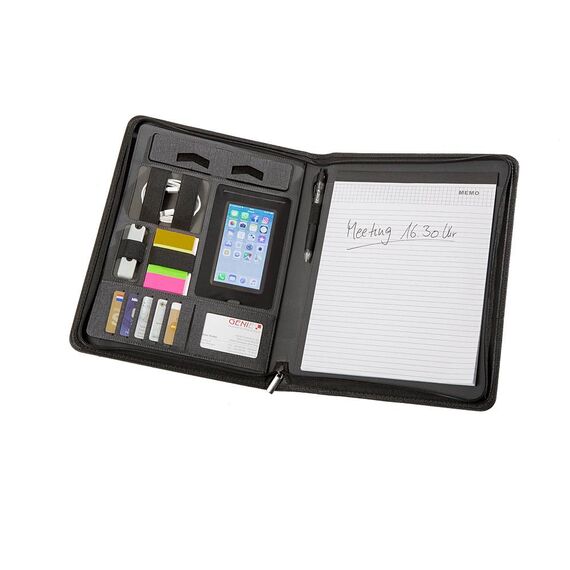 Genie 12668 A4 Black Zipper Conference Folder