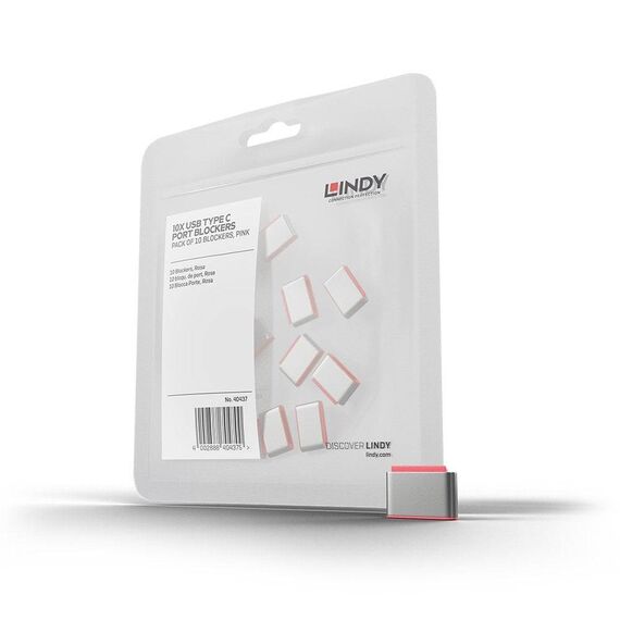 Lindy 40437 USB-C Port Blocker Pack Pink 10 Locks