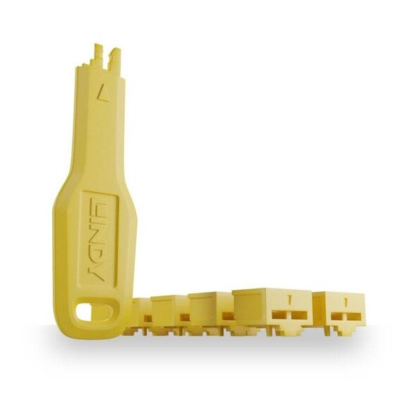Lindy 47900 RJ45 Port Blocker Kit Yellow 1 Key 10 Locks