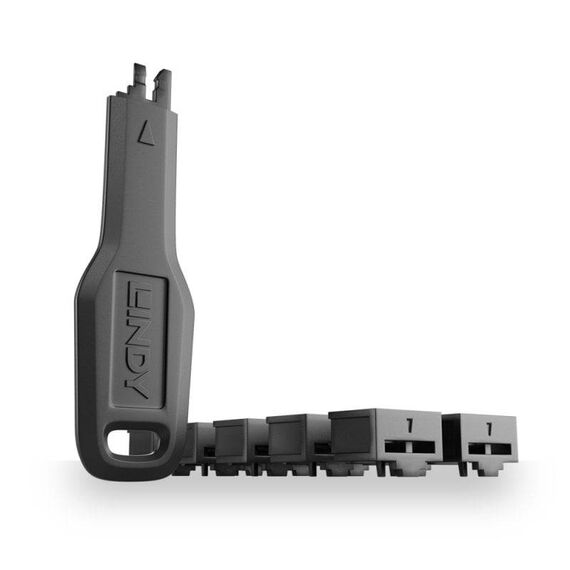 Lindy 47891 RJ45 Port Blocker Kit Black 1 Key 10 Locks