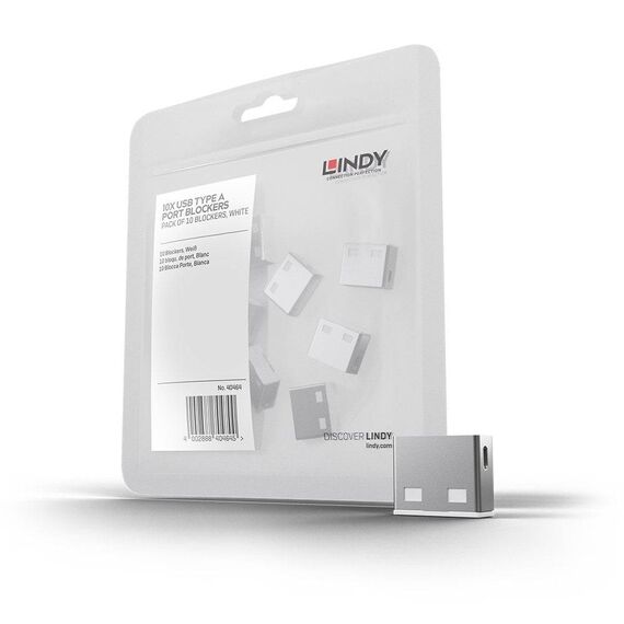 Lindy 40464 USB-A Port Blocker Pack White 10 Locks