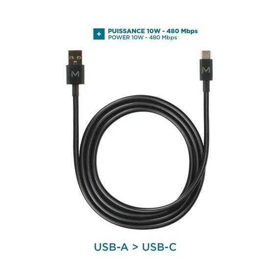 Mobilis Energia USB-A to USB-C Cable 1 m Black