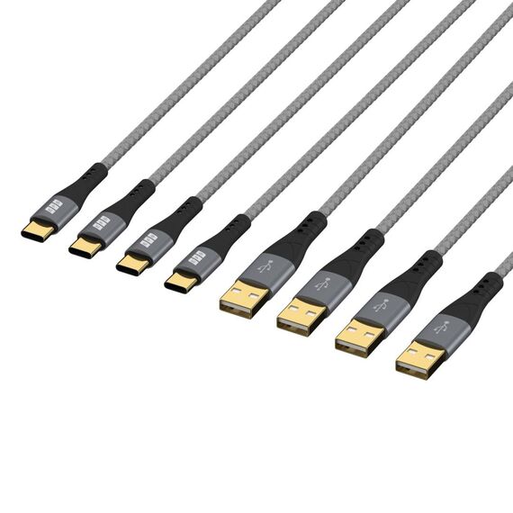 EFB USB-A to USB-C Cable Set 4 Pcs 0.5/1/2/3 m Grey