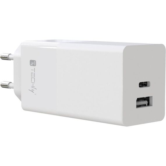 Techly 100 W USB-C PD + USB-A Wall Charger White