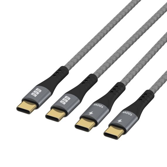 EFB USB-C Cable 2-Pack 2 m 100 W PD 5A Grey