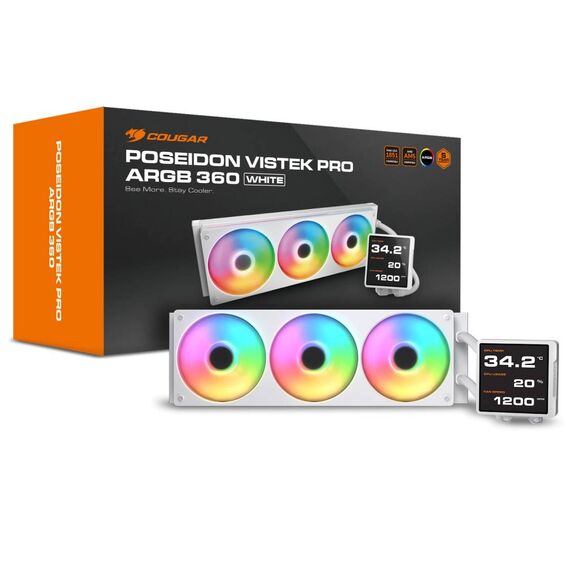 COUGAR Poseidon Vistek Pro ARGB 360 LCD AIO Cooler White
