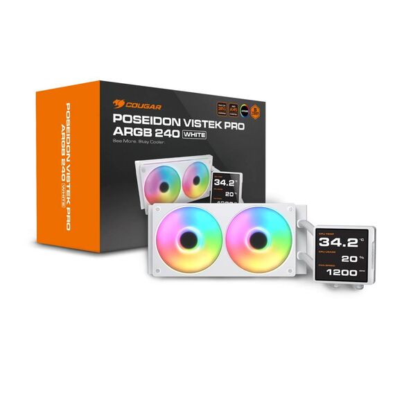 COUGAR Poseidon Vistek Pro ARGB 240 LCD AIO Cooler White