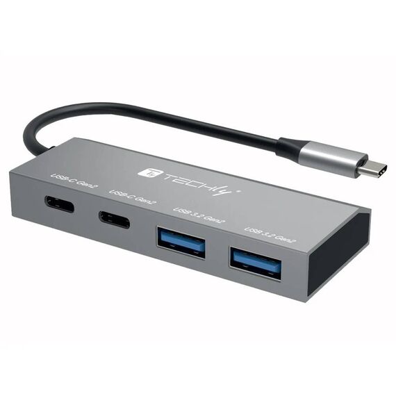 Techly USB-C Hub 2x USB-A 2x USB-C 10 Gbps Silver