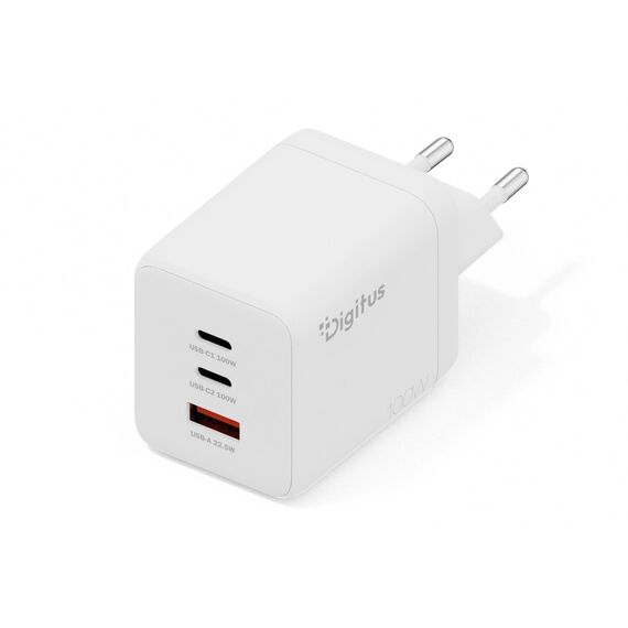 DIGITUS DA-10304 100W GaN Charger 2x USB-C 1x USB-A White