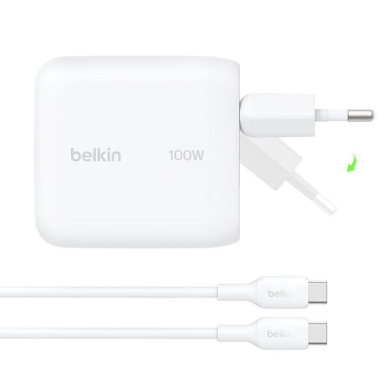 Belkin BoostCharge 100W USB-C GaN Charger + Cable White