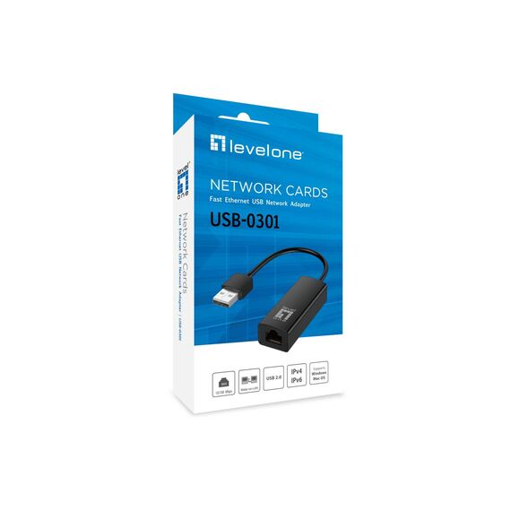 LevelOne USB-0301 USB 2.0 Fast Ethernet Adapter Black