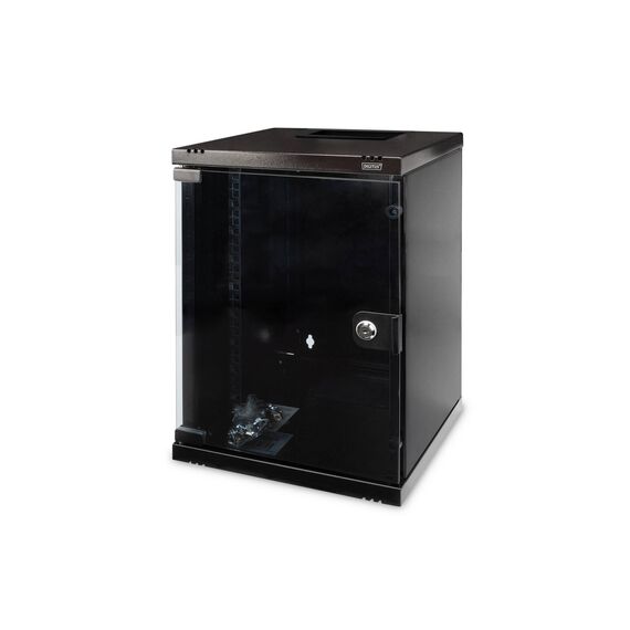 DIGITUS DN-10-09U-B 10" Wall Cabinet 9U Glass Door Black