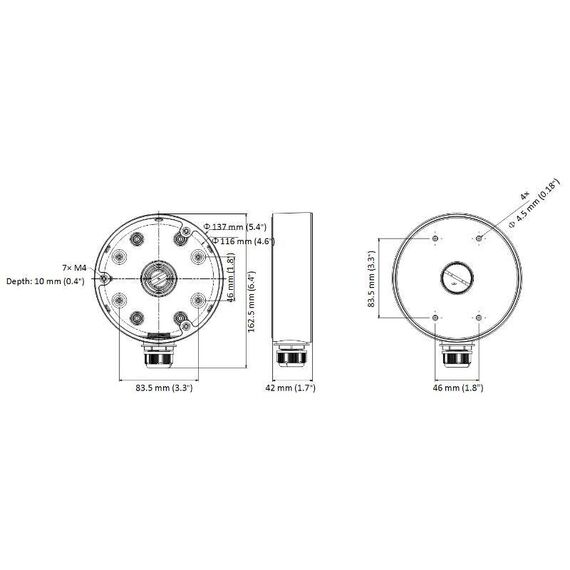 Hikvision DS-1280ZJ-DM21 Black Dome Camera Junction Box