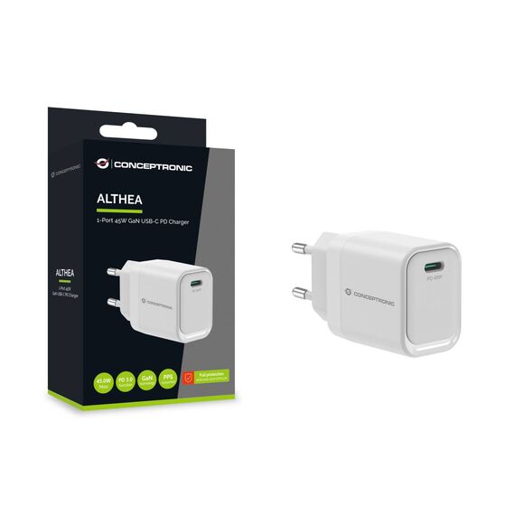 Conceptronic ALTHEA19W45 45W GaN USB-C PD Charger White