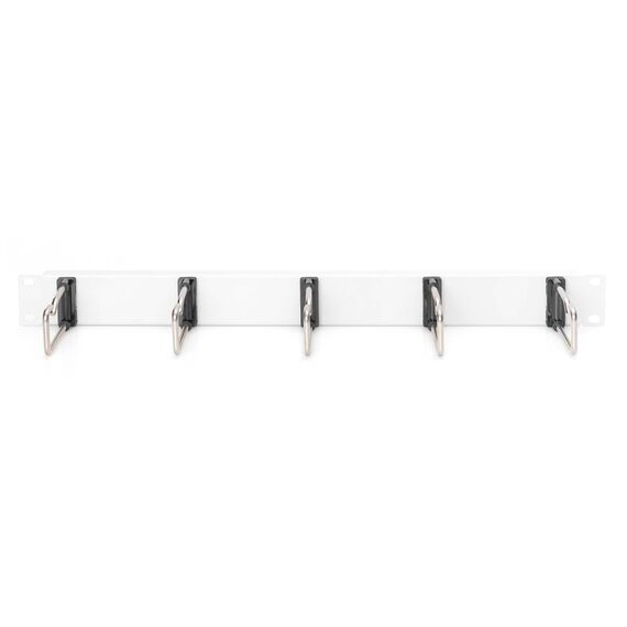 DIGITUS 19" 1U Cable Panel with 5 Steel Rings, Grey