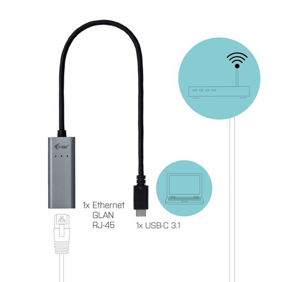 i-tec C31METALGLAN USB-C Metal Gigabit Ethernet Adapter