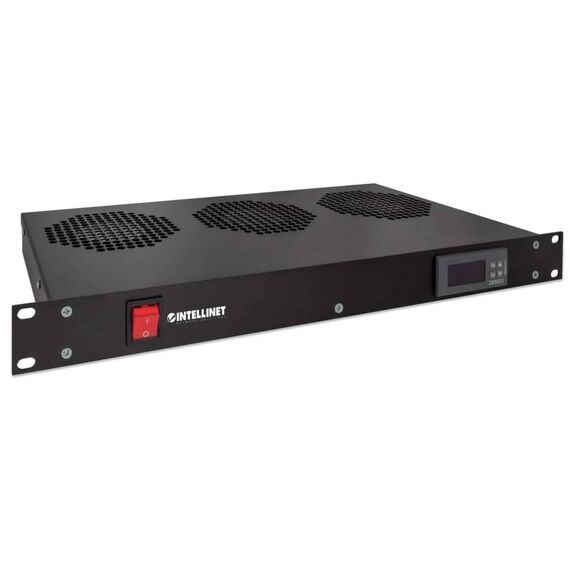 Intellinet 1U 3-Fan Rack Ventilation Unit, Black