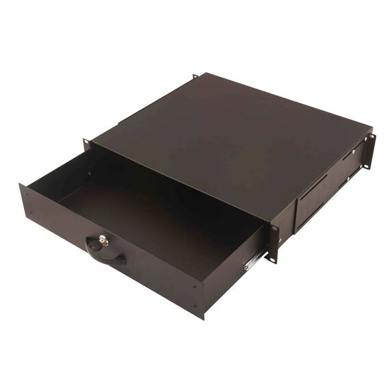 DIGITUS 2U Lockable 19" Rack Drawer, Black